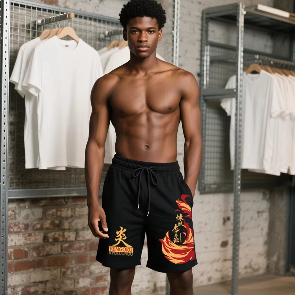 Demon Slayer Men's Shorts Japanese Anime Print Summer Y2k Five-Point Pants Women's Oversized Casual Gym Quick-drying Beach Pant