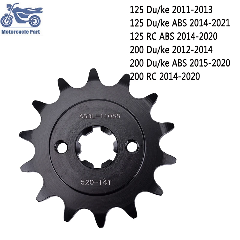 

520-14T 520 14 Tooth 14T Drive Front Sprocket Gear For 125 200 Du/ke RC ABS Du/ke125 Du/ke200 RC125 RC200 2014-2020 125cc 200cc