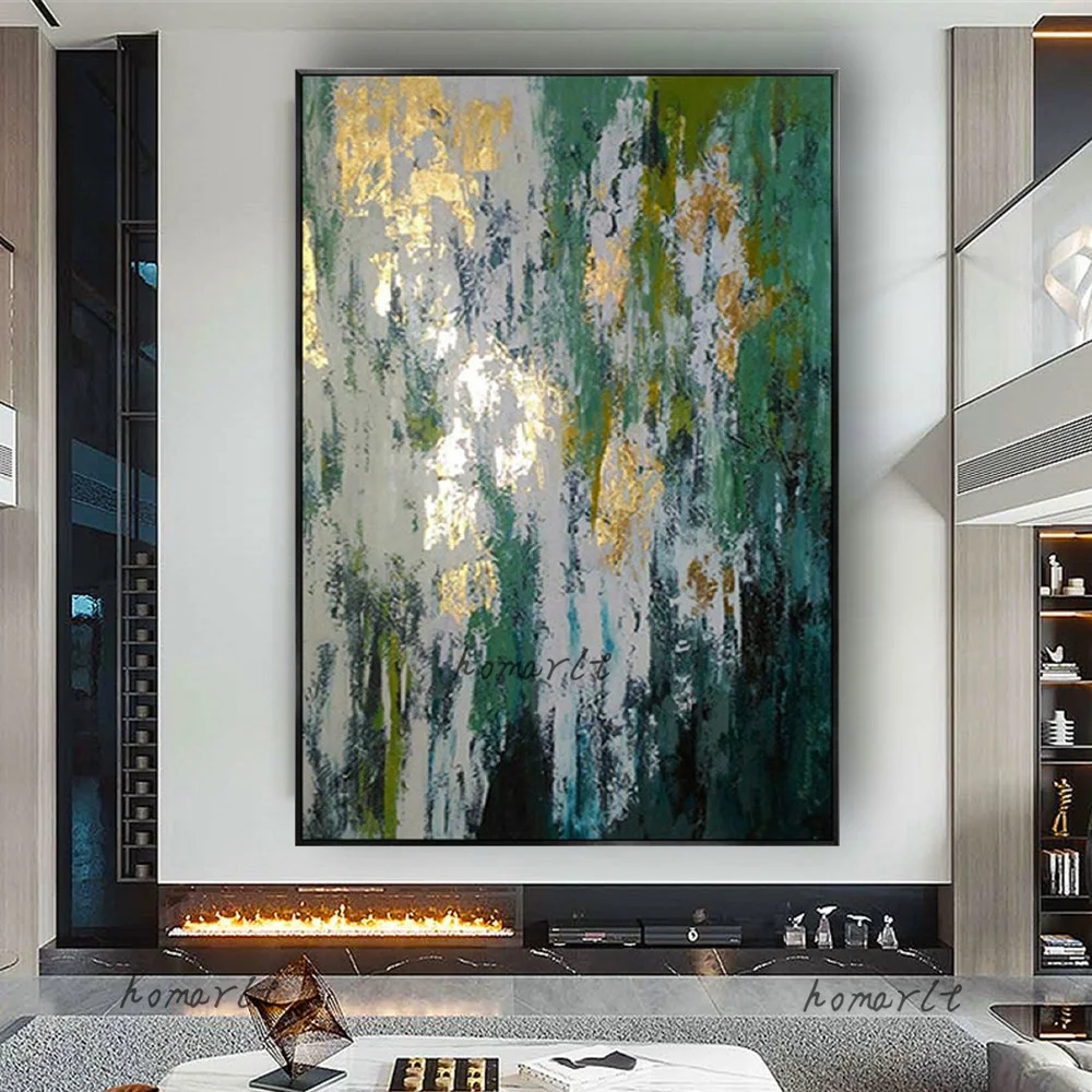 

100% Handmade Abstract Oil Painting Canvas Art Wall Decor Poster Nordic Modern Green Texture Mural For Living Room Bedroom Porch