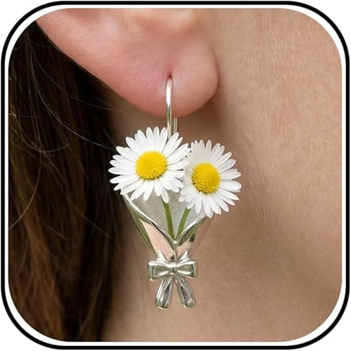 Kreatives Schleifenknoten-Blumenstrauß-Halter-Set in Form eines Anhängers, Halskette und Ohrringe für Damen und Herren, süßes, elegantes DIY-Blumenclip-Schmuckset. – Detail 23