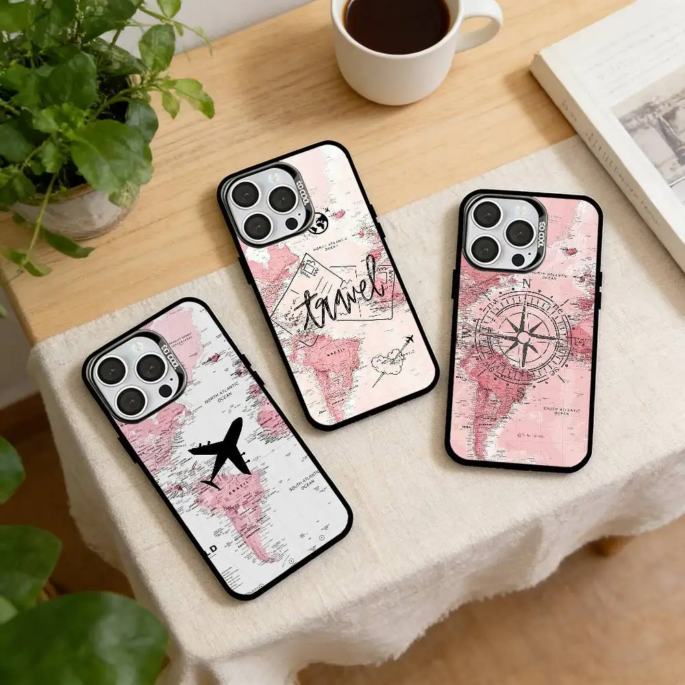 

Travel Plane Printed Phone Case For iPhone 17,16,15,14,13,12,11 Plus,Pro Max,XS,Colorful Silver Phone case Funda Cover