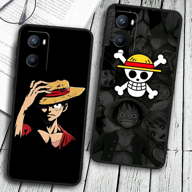 O-One P-Pieces Luffys Tpu Black Cover For OPPO A98 A96 A94 A74 A72 A57S A55 A53S A15S A16K A5 2020 Phone Case