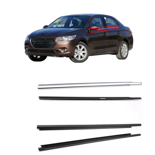 Imagen 1 del producto 4 Uds 9805767980 goma de vidrio de ventana negra o cromada para Peugeot 301 2013-2017 tira protectora contra el clima para Citroen Elysee 14-16