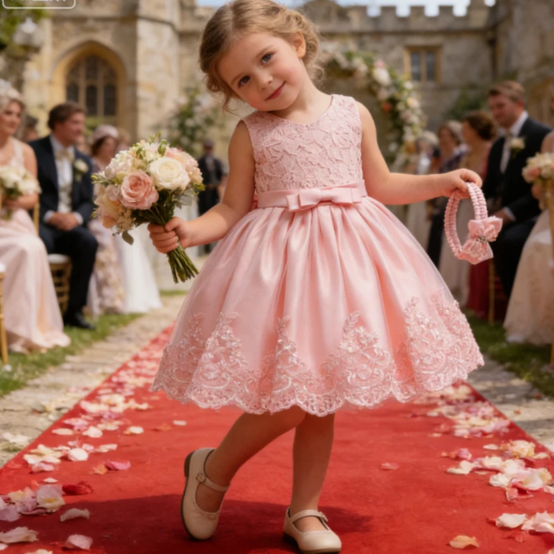 Baby White Baptism Princess Dress Wedding Costume Kids Dress For Girls Birthday Evening Party Red Dress Flower Wedding Vestidos