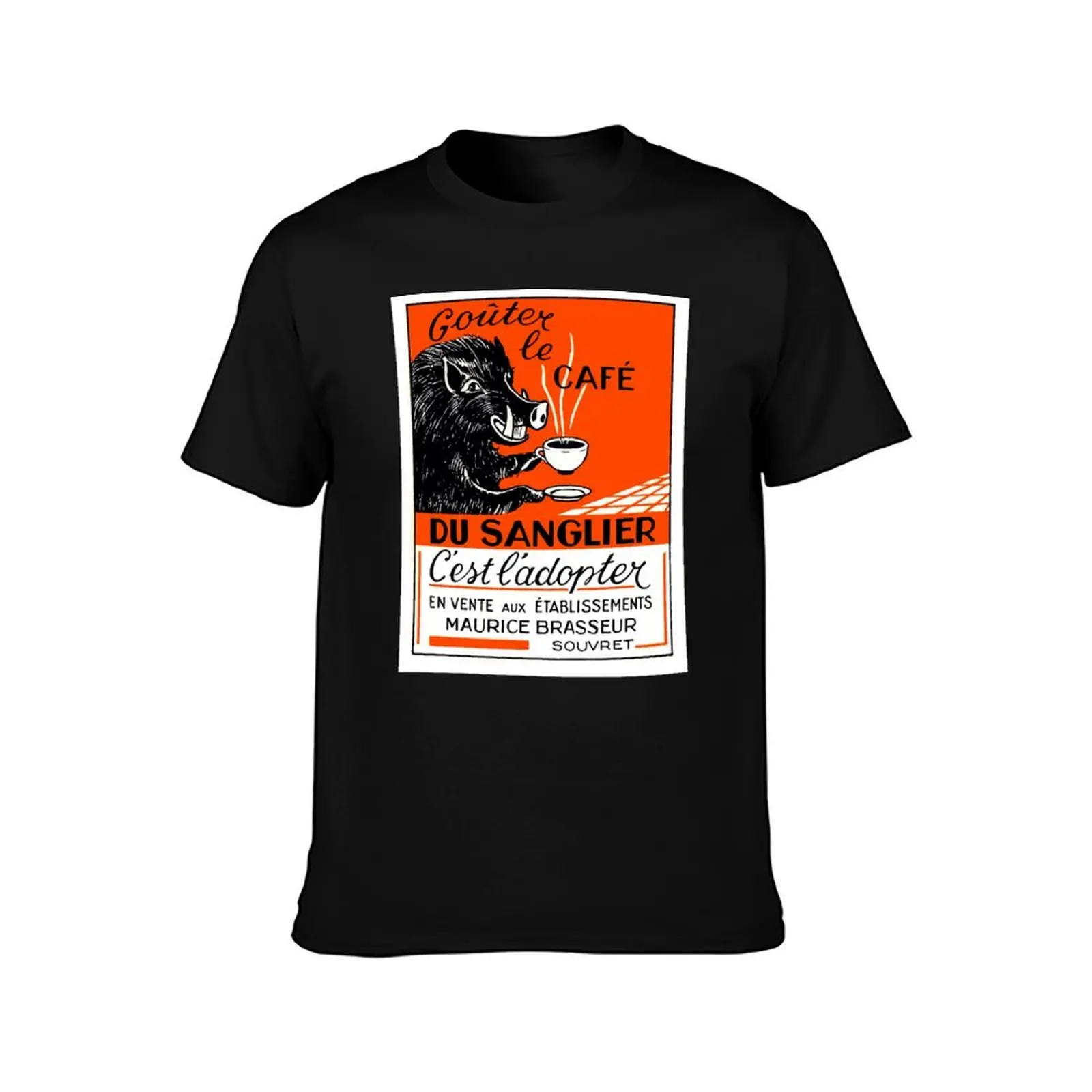 Antique Belgian Coffee Boar Advertising Poster T-Shirt Summer Casual Cotton Tee Oversized Streetwear Tops Unisex Men Women