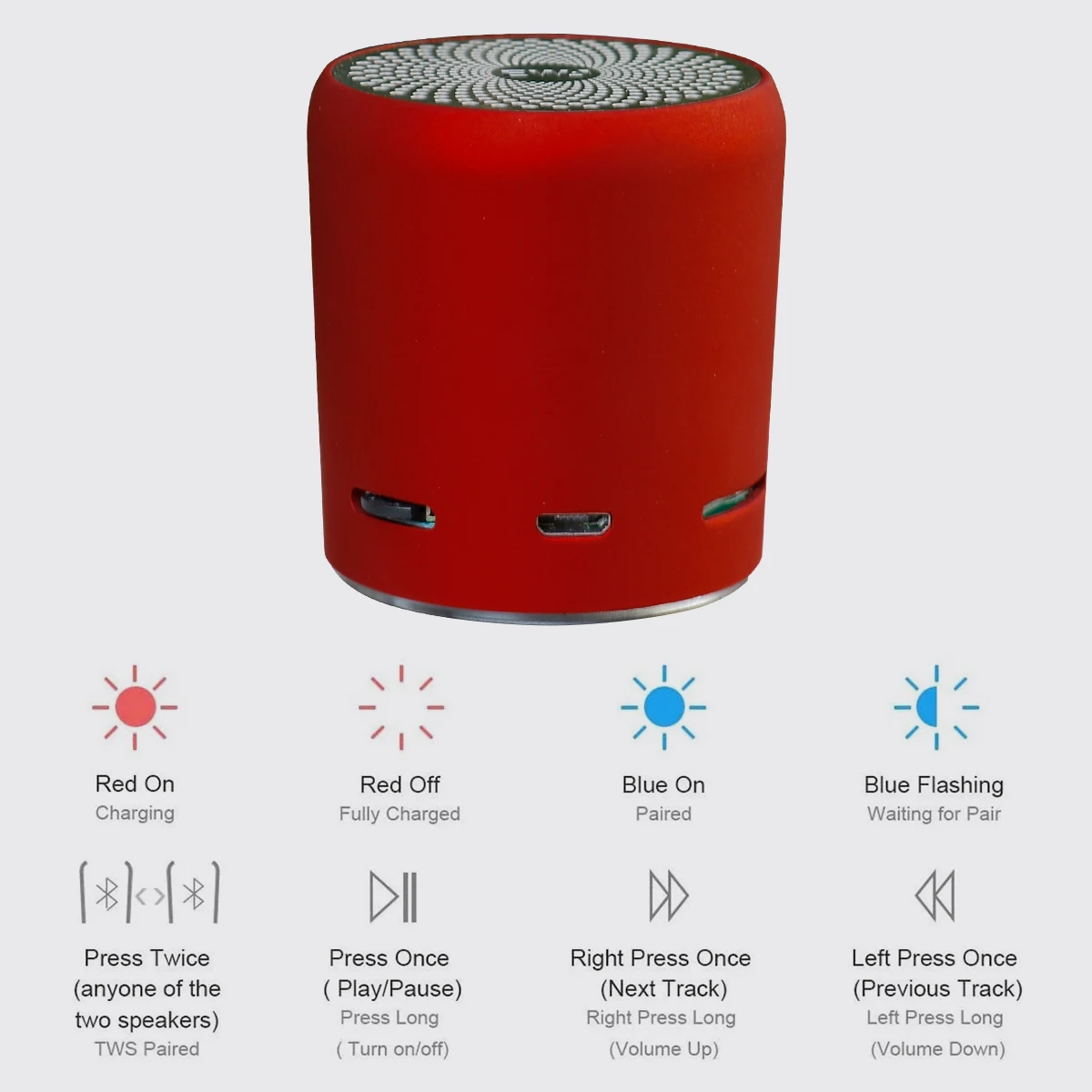 EWA Mini Bluetooth Speaker A107s TWS Speakers Enhance Impactive Bass Boombox Powerful HD Sound and 8 Hours Play Time Metal Body