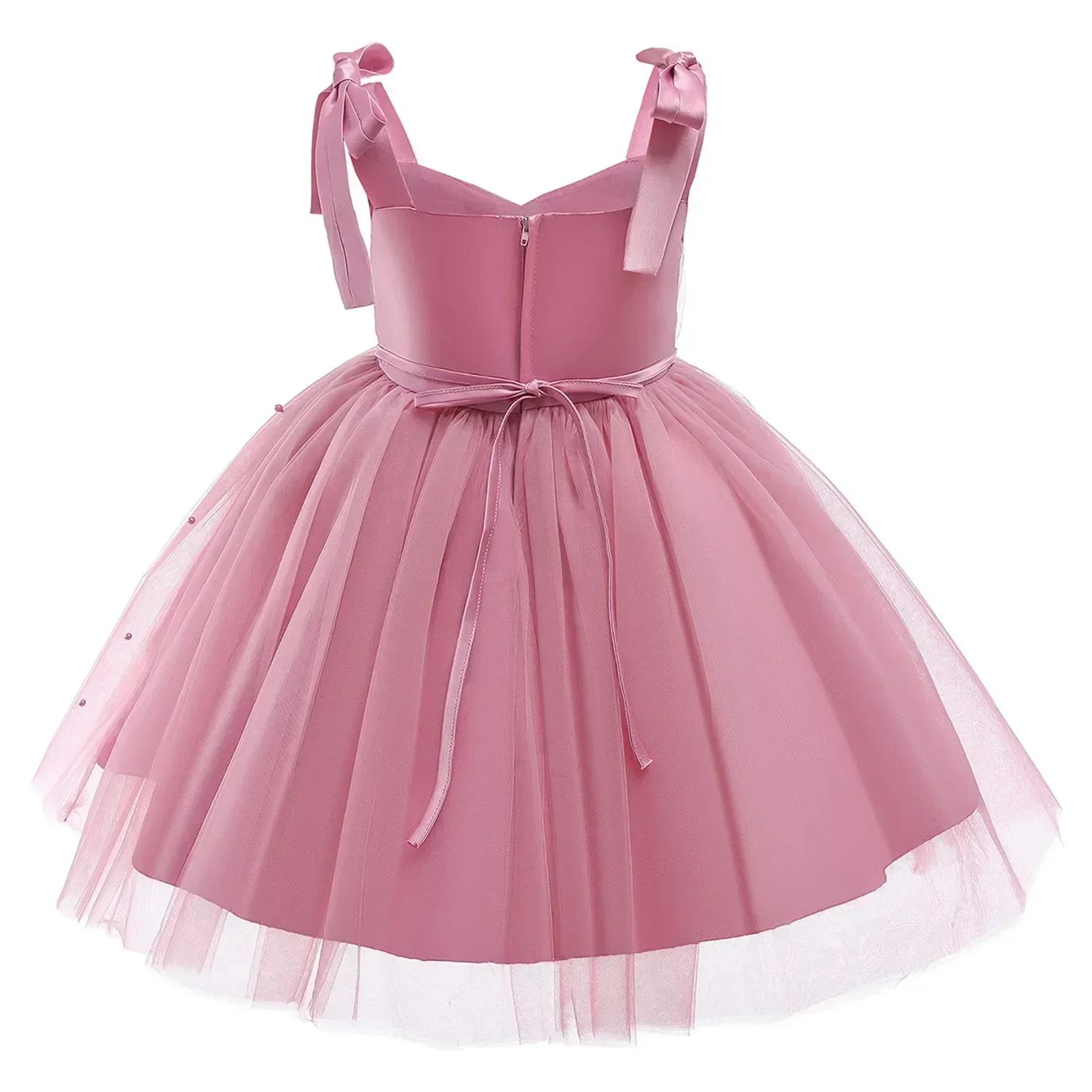 Baby Girls Party Dress Princess Pearls Tutu Fluffy Dress Birthday Wedding Bridesmaid Evening Dress 1-5Y Toddler Formal Gala Gown