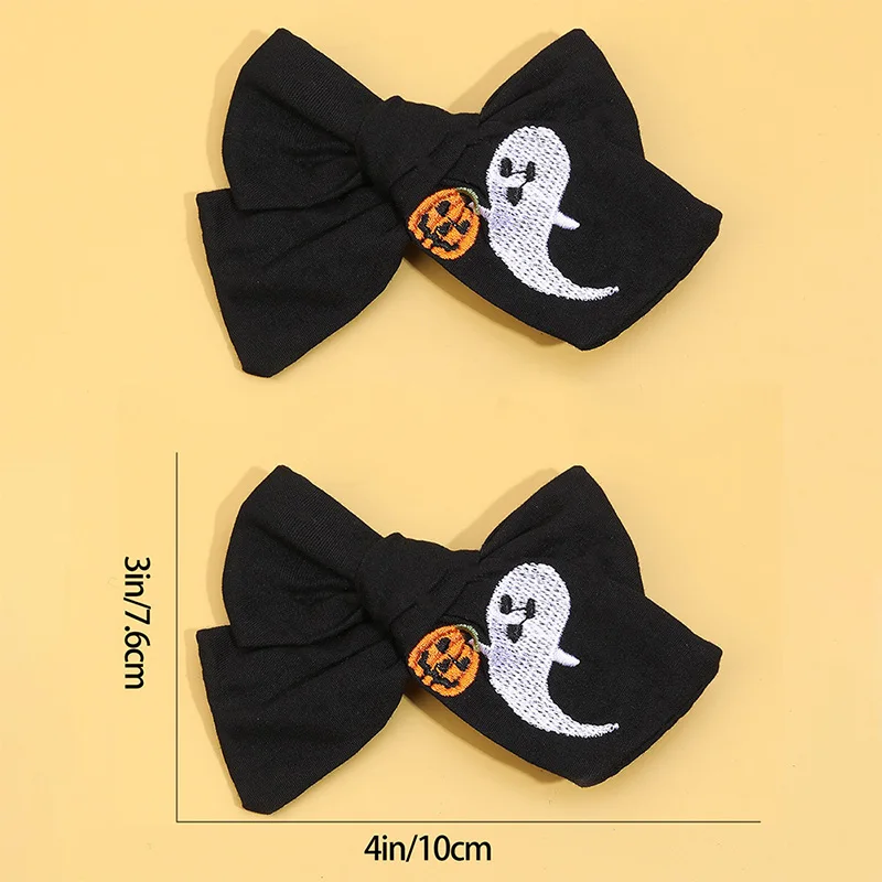 Oaoleer 2Pcs/set Halloween Embroidered Bow Hairpin For Baby Girl Cute Toddler Bowknote Hairclip Barrettes Child Hair Accessories