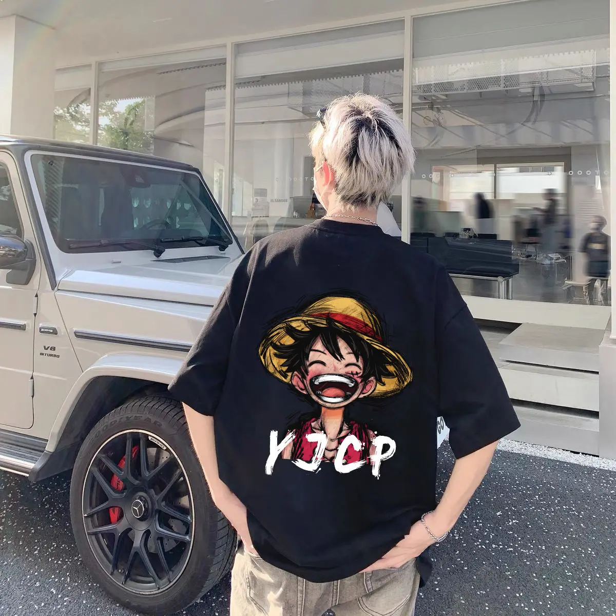 

ONE PIECE Luffy 100% Cotton Short-sleeved T-shirt for Men and Women of The Same Style, Summer Casual Japanese Loose