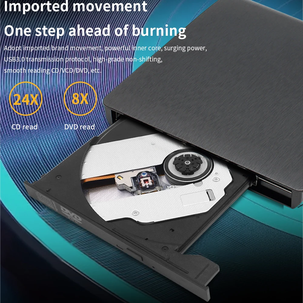 TISHRIC قارئ أقراص DVD الخارجية USB2.0/3.0/Type-c محرك الأقراص الخارجية CD-ROM DVD-ROM قراءة فقط لأجهزة الكمبيوتر المحمول المكتبي #3