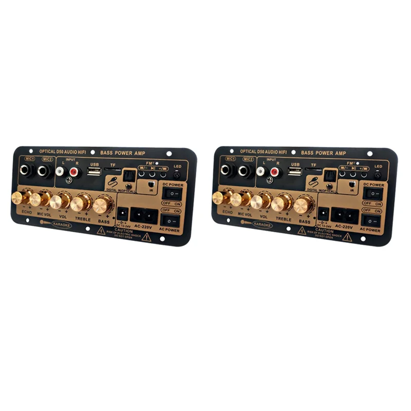 

B30C-2X D50 Amplifier Board With Optical Audio Bluetooth AMP USB FM Radio TF Player DIY Audio Subwoofer For Home Car-EU Plug