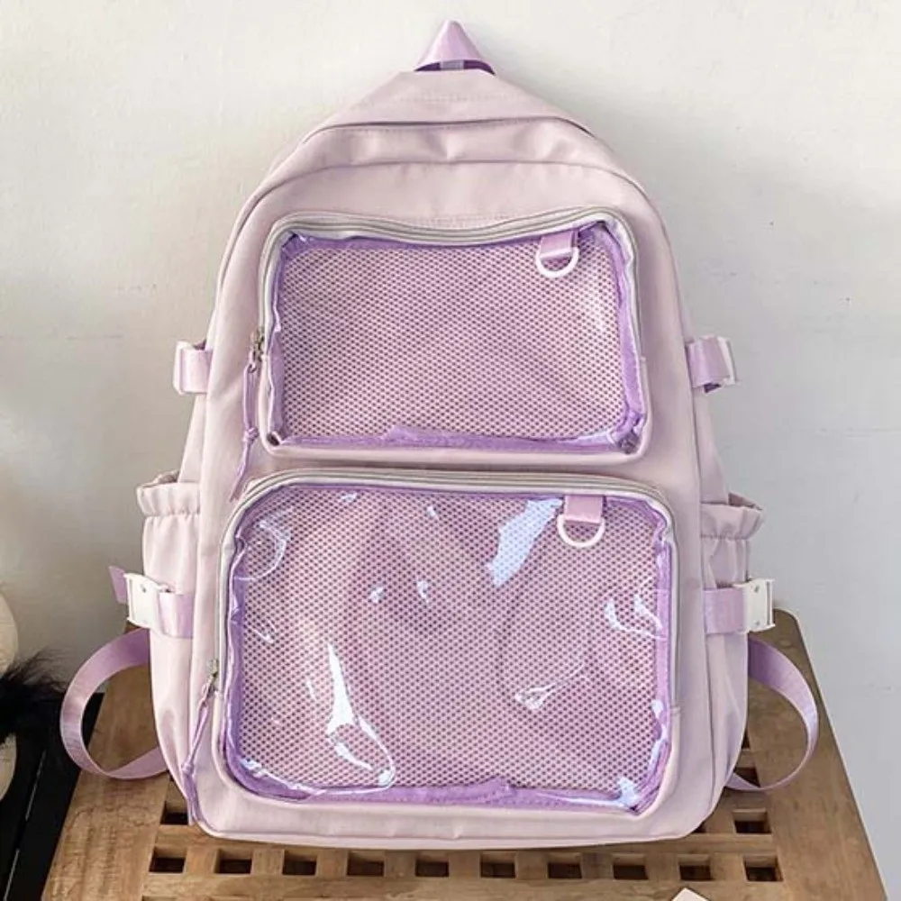 Einfarbiger Nylon-Ita-Rucksack, staubdicht, transparent, Schultasche für Schüler, strapazierfähig, kratzfest, großer Tagesrucksack. – Detail 4