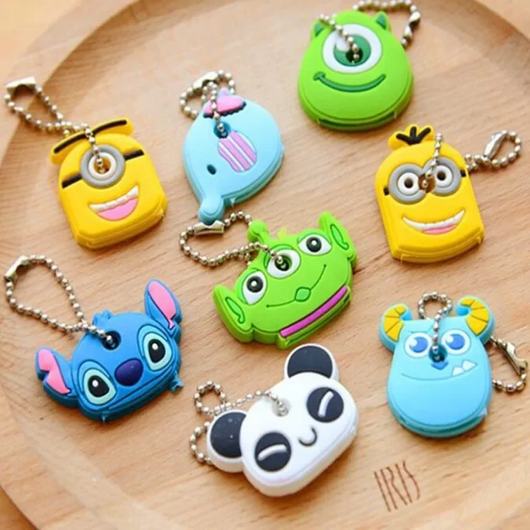 Disney Pvc Key Cover Cute Animal Kawaii Three Eyes KeyChains Stitch Cartoon Soft KeyChain Decorated Pendant Birthday Gift