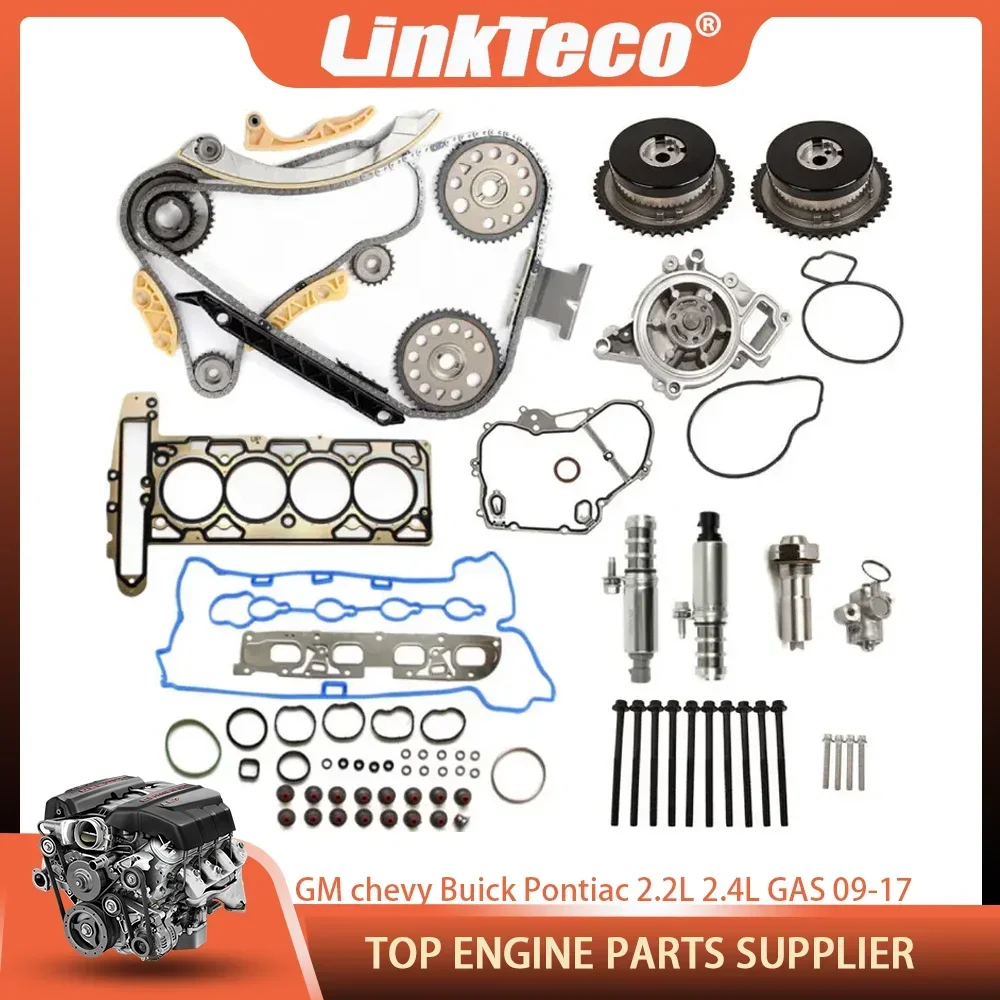 Kit de cadena de distribución VCT, juego de juntas de cabezal de actuador selenóide con bomba de agua para GM Ecotec Terrain Chevrolet Buick 2.2L 2.4L GAS 09-17