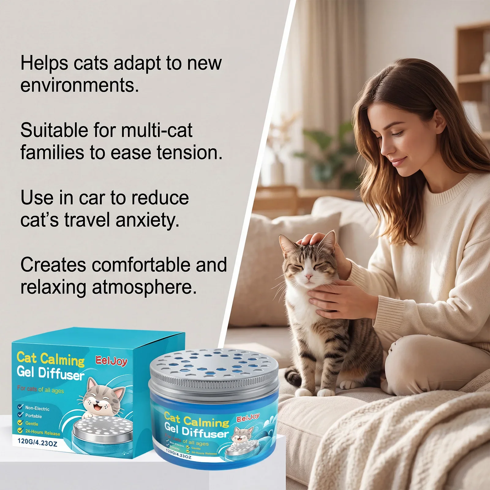 Cat Pheromone Calming Gel Cat Anxiety Stress Relief Relieve Emotional Stress Reduce Scratching Adjustable Gentle Cat Calming Gel