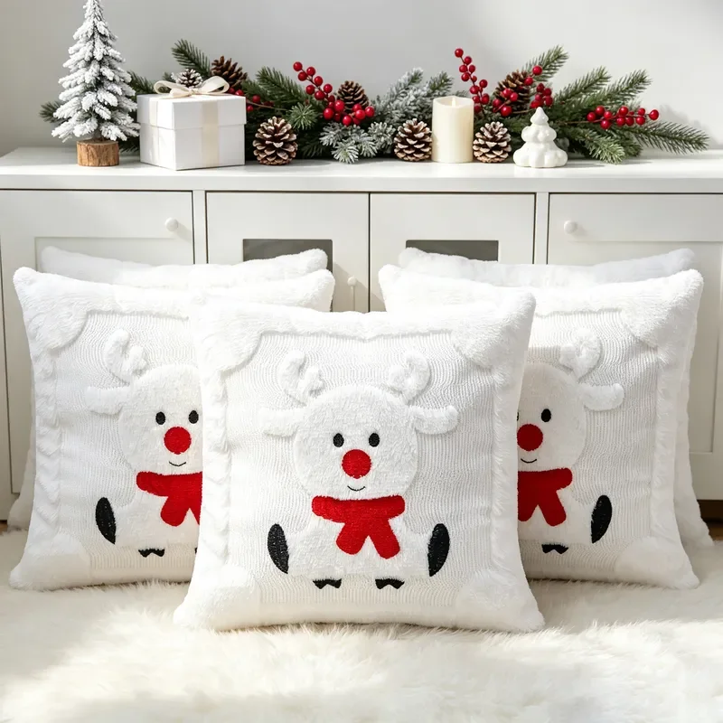 Cross-border hot-selling Christmas plush pillow cover holiday living room decorative pillow sofa atmosphere pillow bedroom