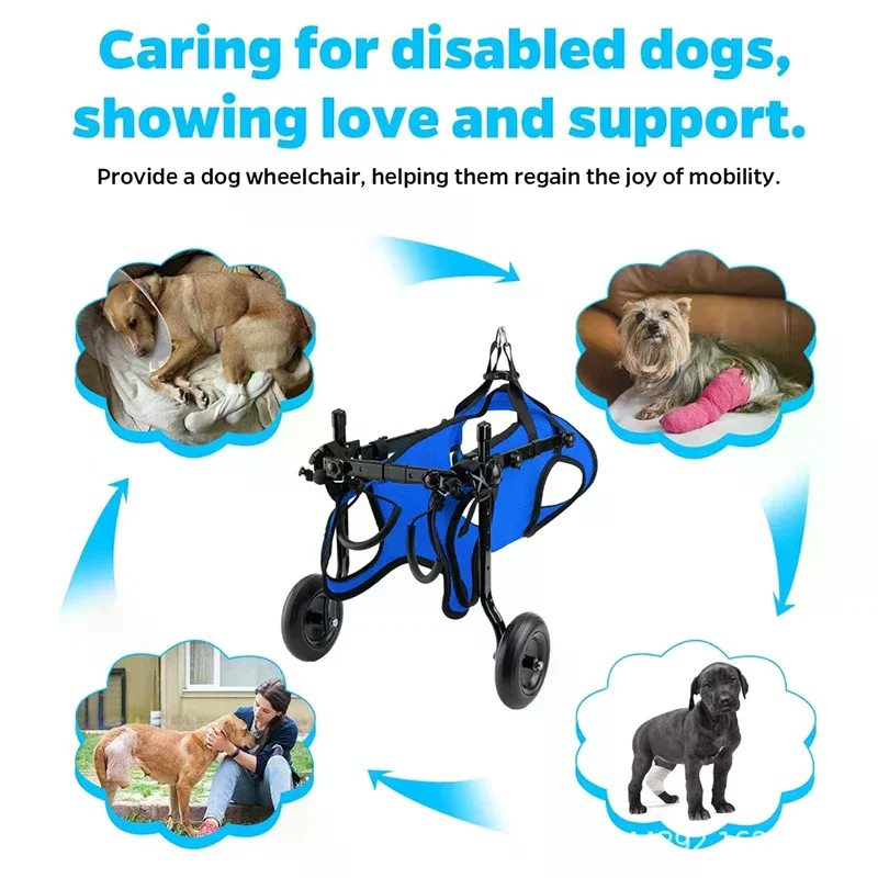Adjustable Small Dog Wheelchair For Back Legs Disabled Pets Leg Brace Mobility Aid For Small Pets Hind Limb Rehabilitation Older view 2