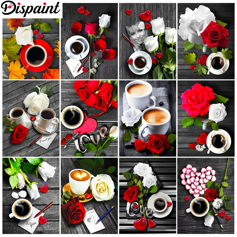 

Dispaint Алмазная картина Вышивка крестиком "Цветочный кофейный пейзаж" 5D DIY Алмазная вышивка Полный квадратный/круглый горный хрусталь изображения