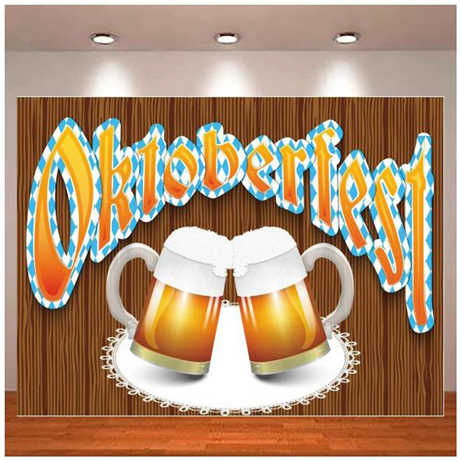 

Oktoberfest Decor Banner Poster Photography Backdrop For Cheers Beer Pattern Photozone Background Photo Studio