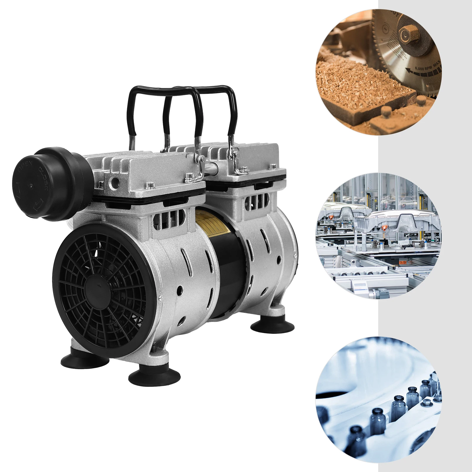 Pompa per Vuoto Moderna in Lega di Alluminio a 2 Cilindri Senza Olio, Motore in Rame Puro da 550W, 8 bar, 120L/min, G1/4 per Uso Industriale