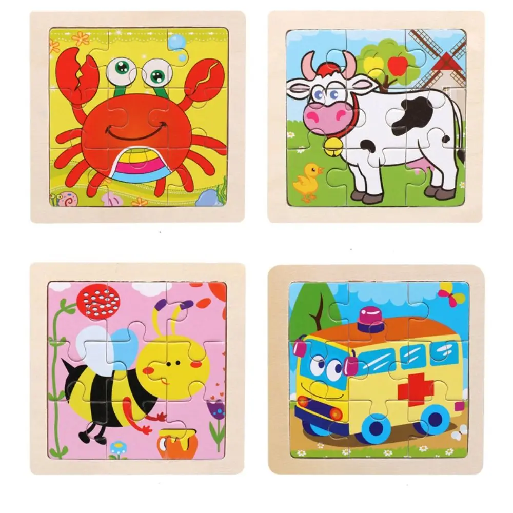 Zwierzęta Cartoon zwierząt układanka Cartoon kolorowe 3d drewniane puzzle zabawki edukacyjne Montessori dziecko drewniane zabawki rodzic-dziecko