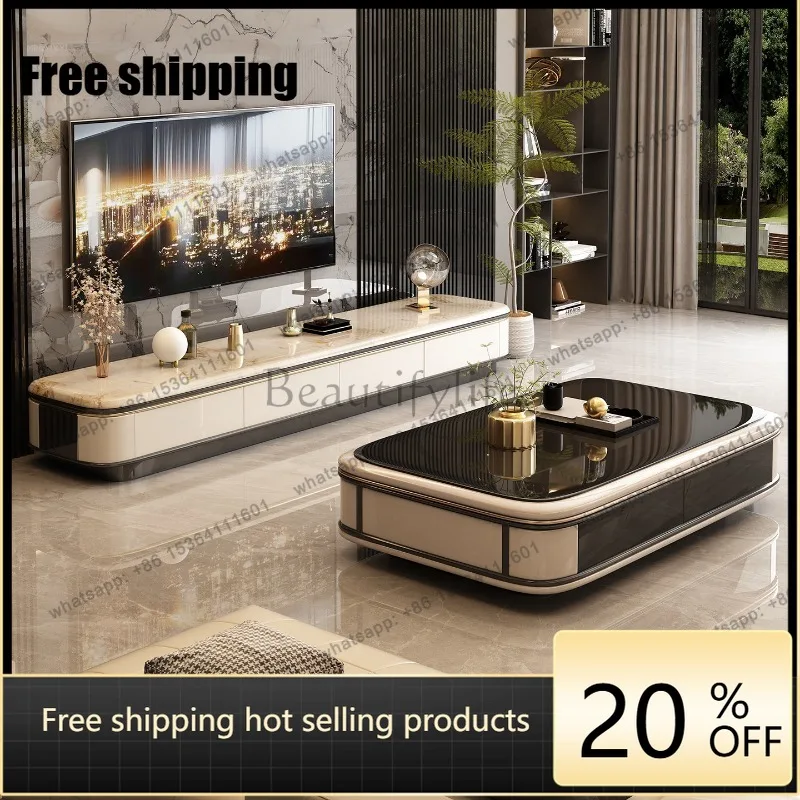 YJ black coffee table modern simple living room household size 1.5 extended large coffee table