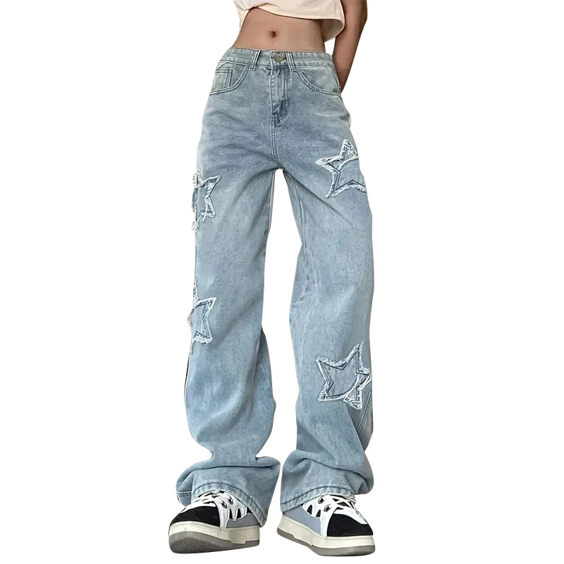 Frauen Hohe Taille Jeans Koreanische Mode 2024 Frühling Herbst Neue Weibliche Vintage Denim Hosen Lose Damen Breite Bein Gerade Hosen