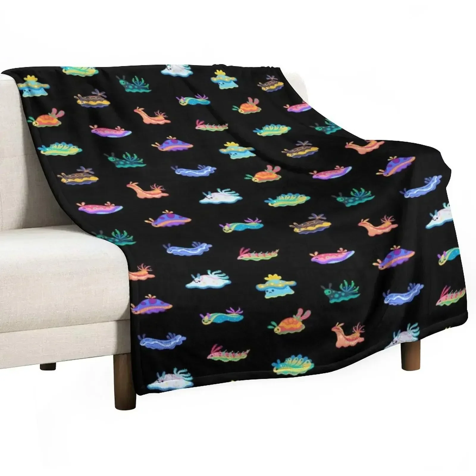 

Sea slug - black Throw Blanket warm winter Plush Blankets