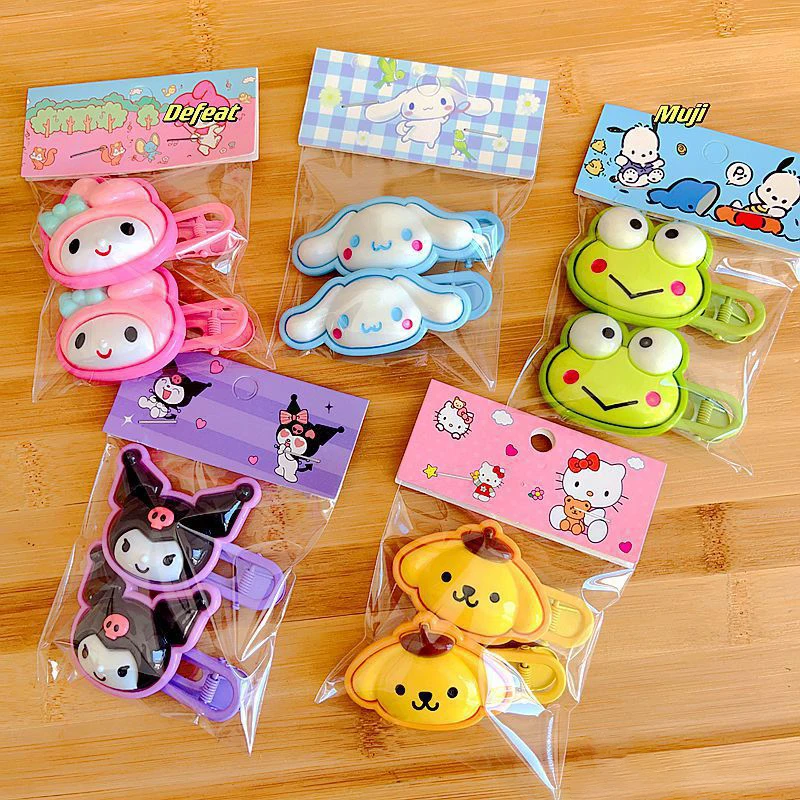 

2Pcs Kawaii Kuromi My Melody Cinnamoroll Hair Clip Cute Cartoon Frog Hairpin Headwear For Girls Hair Accessories