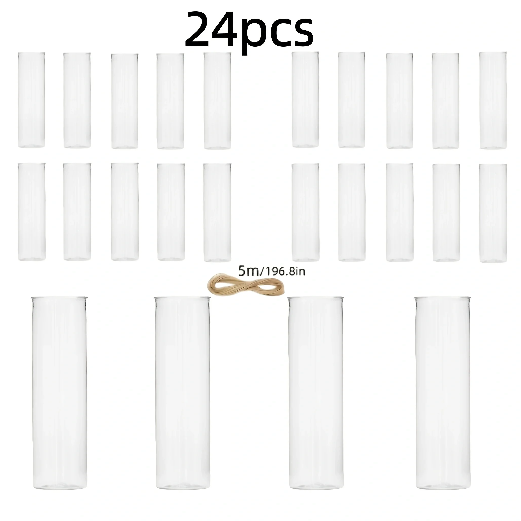 24pcs plastic cylindrical vases, high transparency vase set, suitable for simple desktop flower arrangement decoration