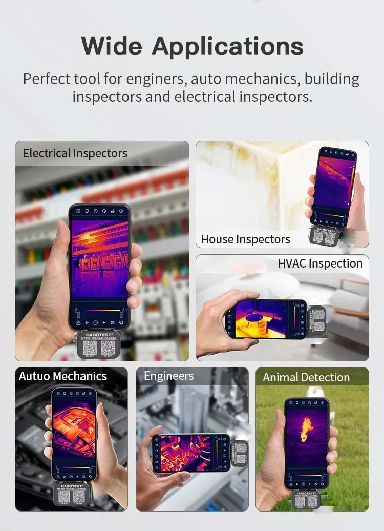 HABOTEST HT820 Mini caméra d'imagerie thermique 256*192 infrarouge et visible double objectif imageur thermique détection de défauts de Circuit de chauffage