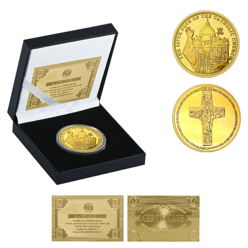 2025 New Design the 267th Pope of The Catholic Church Collector Coin Leo XIV 2025 Gold Plated Commemorative Medal