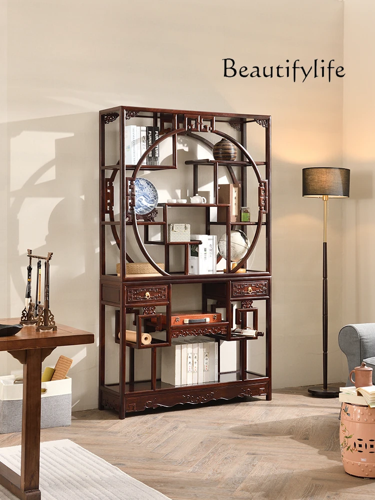 Outer Square and Inner Circle Antique Shelf New Chinese Antique Display Cabinet Simple Retro Shelf