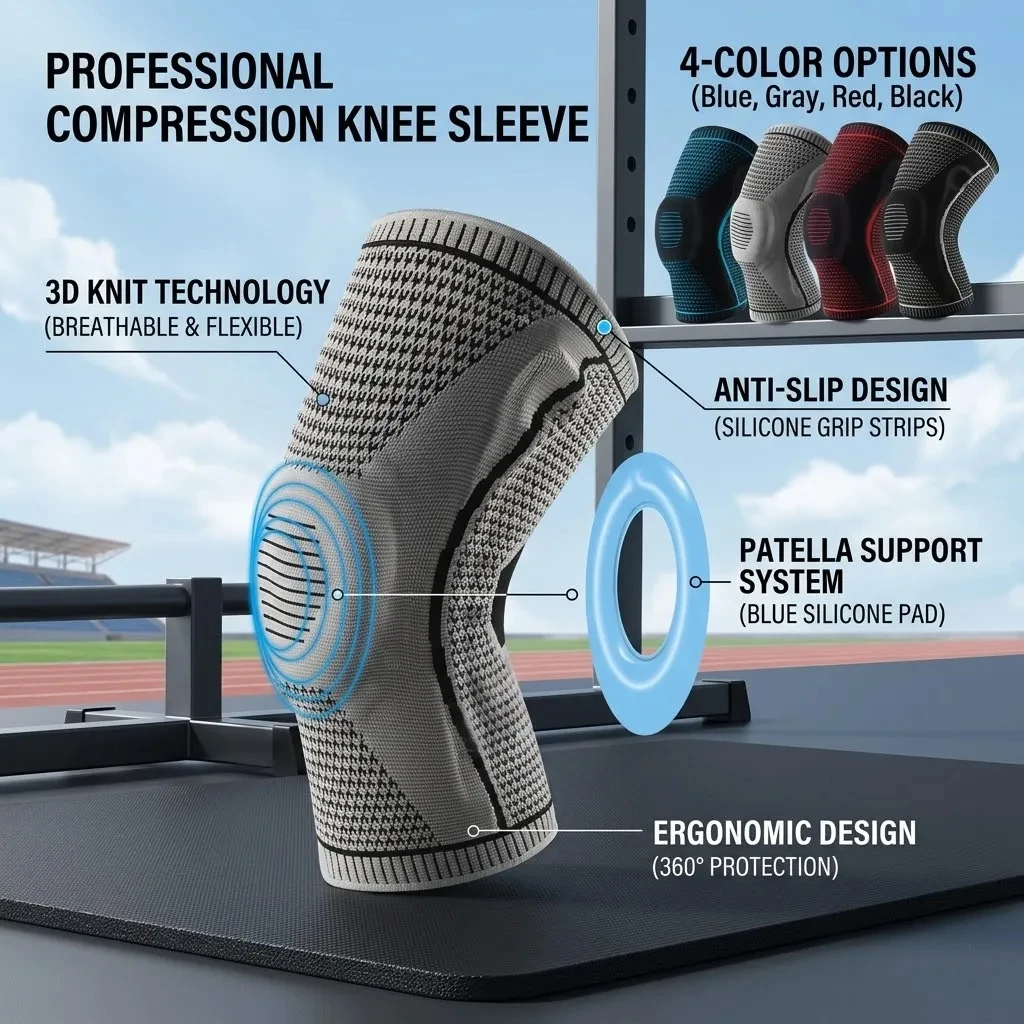  Elastic Silicone Knee Brace Nylon Sports Knee Pads Fitness Gear Patella Brace Running Basketball Volleyball Support