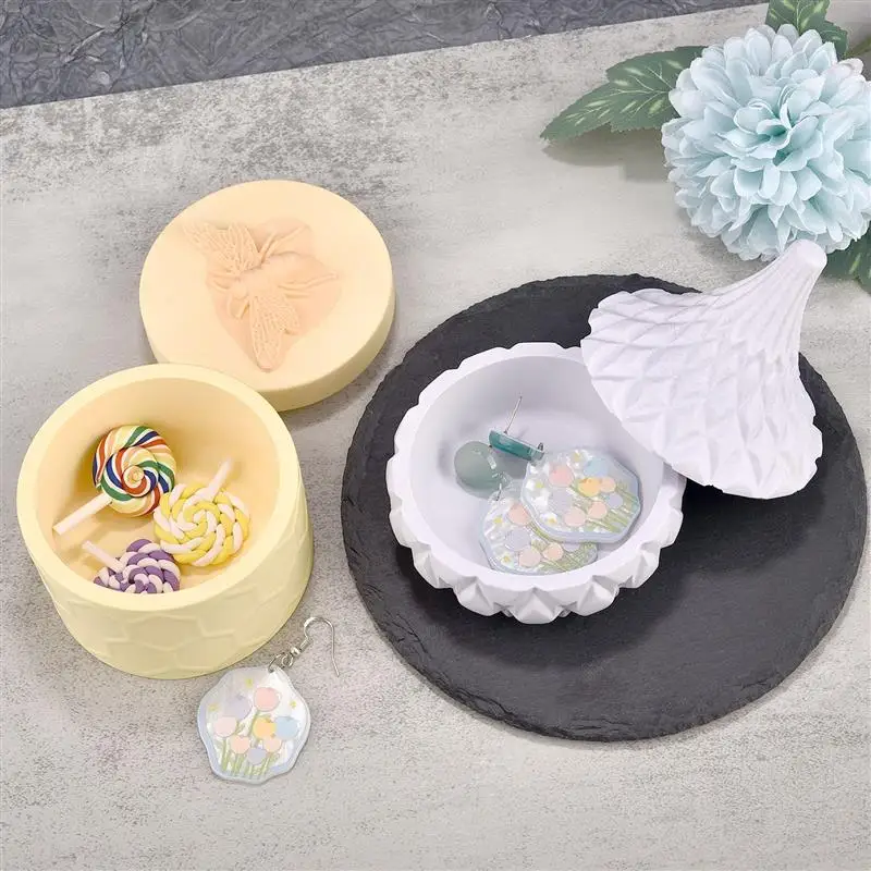 Lot De 5 Moules Silicone Pour Vase - 2 Vases + Plateau + 2 Couvercles Pour Résine Époxy Et DIY