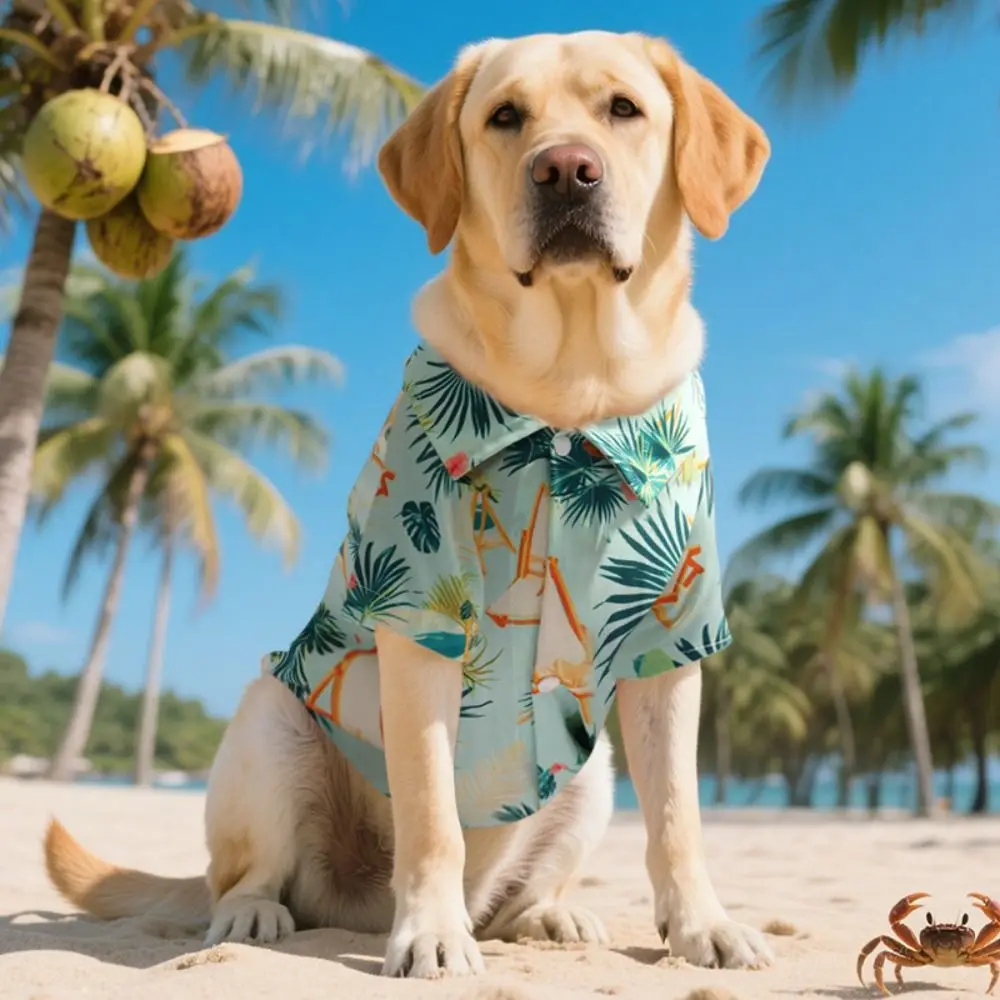 

Soft Pet Summer T-Shirt Comfortable Cool Dog Hawaiian Style Clothes Fashion Lightweight Dog Short Sleeve Beach Travel