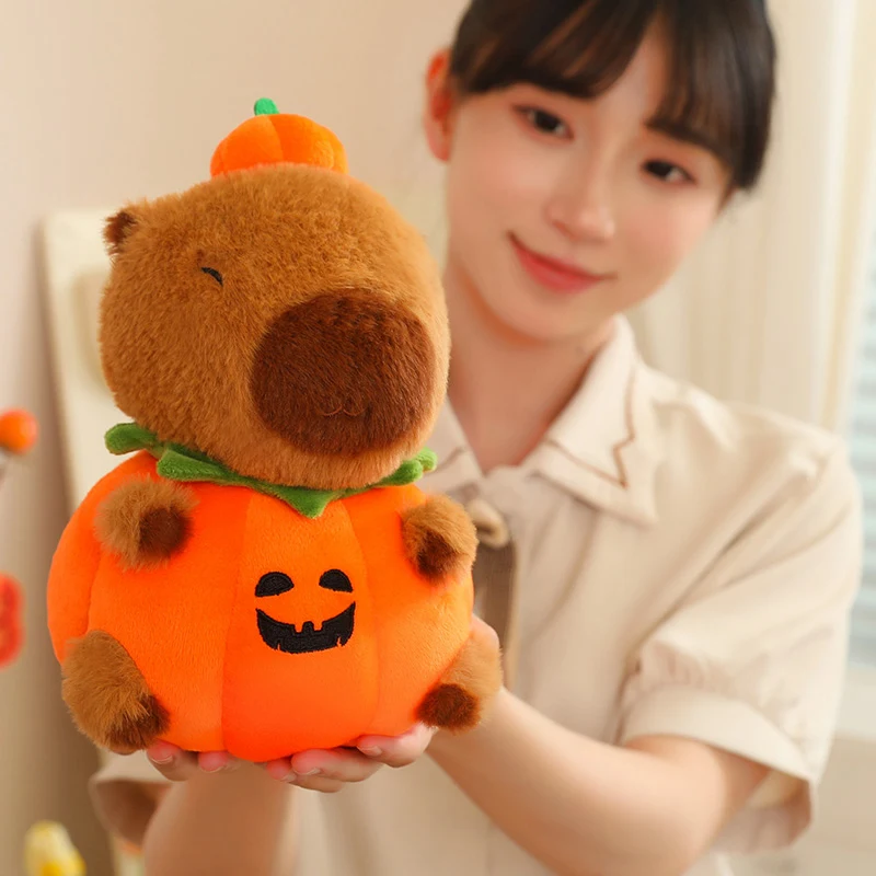 25-60cm Kawaii Pumpkin Capybara Plush Toy Stuffed Animal Capybara Doll Pillow Xmas Birthday Gift for Kids Children Home Decor