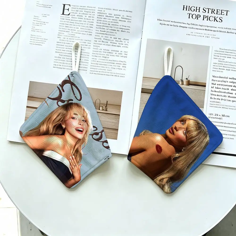 HOt Singer S-Sabrina Carpenter Hanging Kitchen Towel, Polyester Cotton Material, Multipurpose Hand Wiping Towel for Family