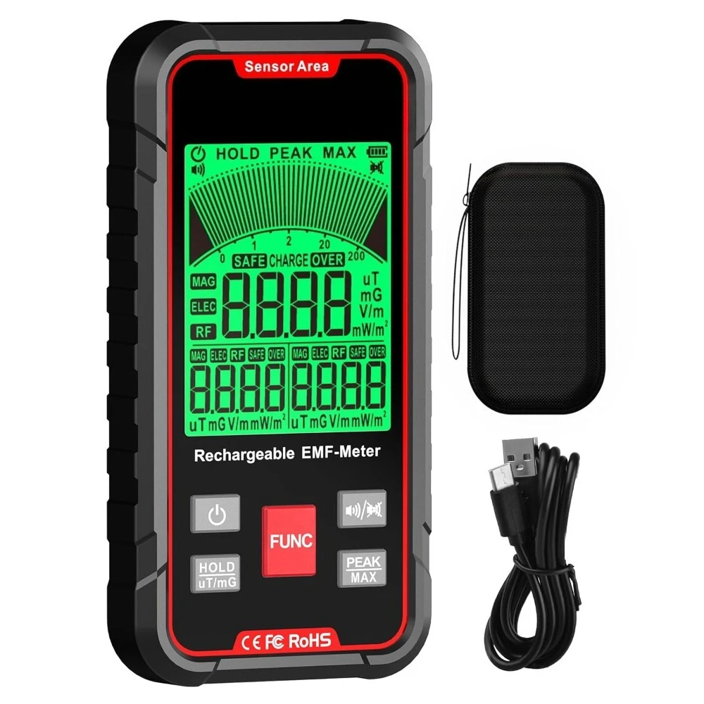 

Детектор ЭМП 3-в-1 для измерения электромагнитных полей (ЭМП, ЭРП, МФП) и Wi-Fi сигналов с звуковой сигнализацией и подсветкой для дома, офиса, исследования активности призраков. Доставка по США.