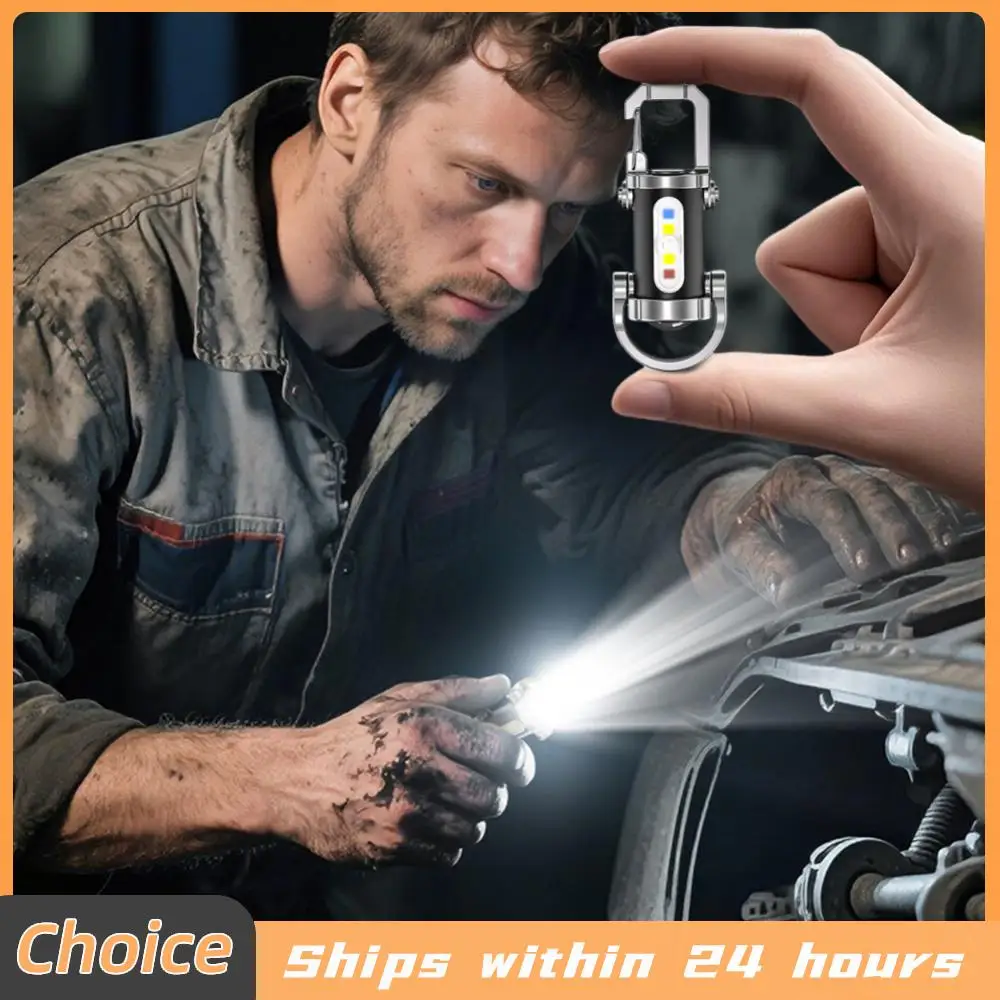 

Светодиодный фонарик COB на брелоке, многофункциональный сверхлегкий фонарик для кемпинга, перезаряжаемый через USB Type-C, водонепроницаемый для кемпинга, пеших прогулок