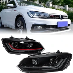 Headlight For VW POLO 2019-2021 Car автомобильные товары LED DRL Hella Xenon Lens Hella Hid H7 POLO  Car Accessories