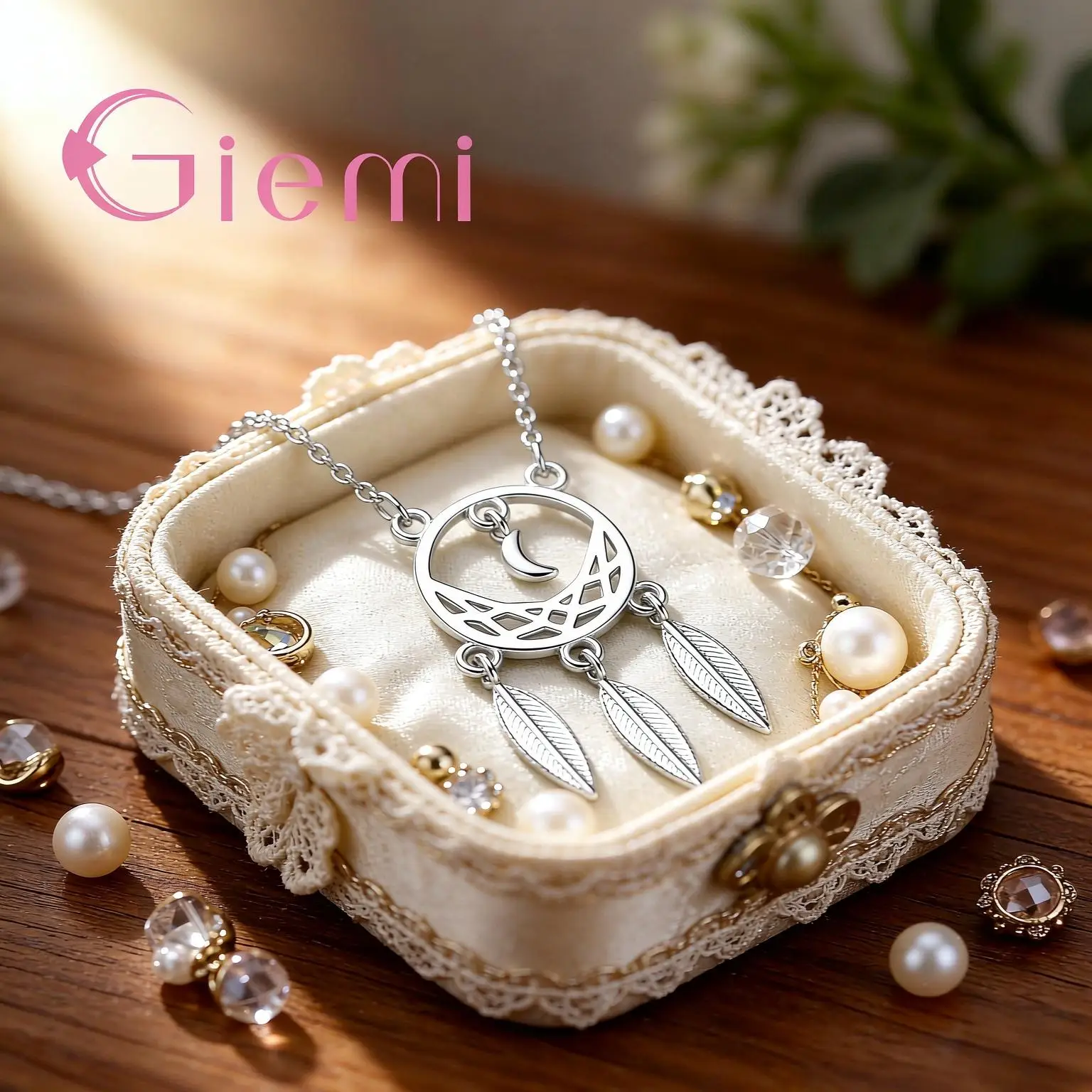 Exquisite 925 Sterling Silver Dream Catcher Leaf Tassel Pendant Necklaces for Women Girls Anniversary Party Fashion Jewelry Gift