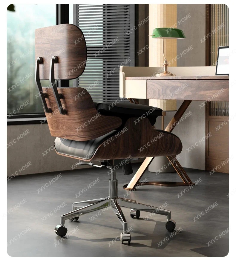 YYItalian minimalist walnut writing desk and chairs light luxury simple desk high-end design home