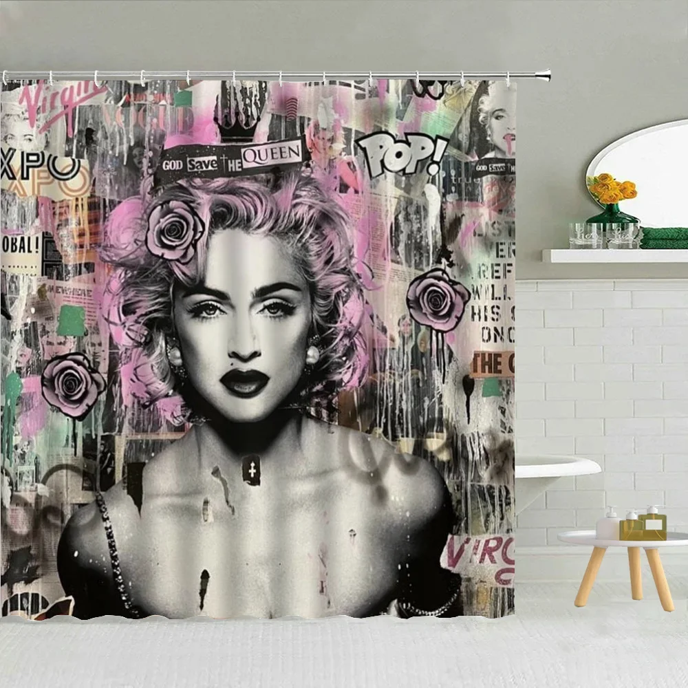 M-Marilyn Monroe Bathroom Shower Curtain Waterproof Folding Partition Bathrooms and Accessories Bath Things Curtains the Showers