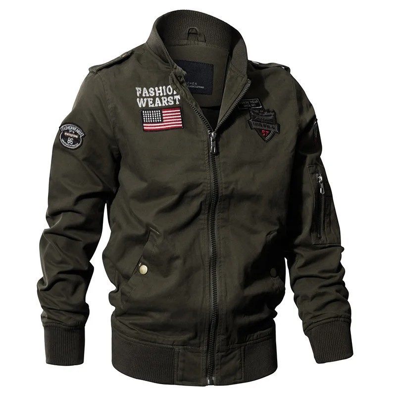 New Spring Military Style Airborne Pilot Jacket Men Tactical Flight Autumn US Flag Air Force Motorcycle Outwear Cotton