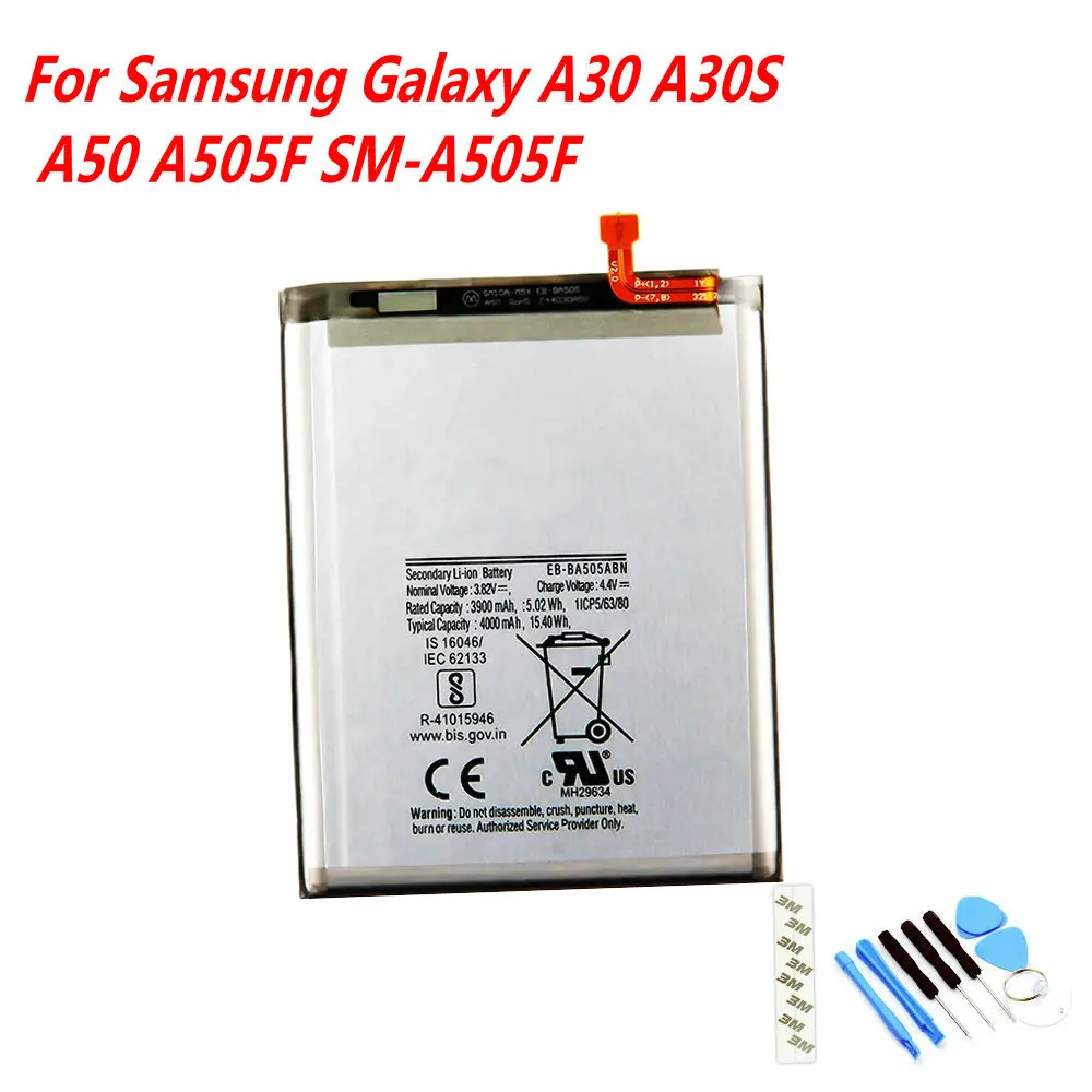 New EB-BA505ABU EB-BA505ABN 4000mAh Battery For Samsung Galaxy A30 A30S A50 A505F SM-A505F Mobile Phone