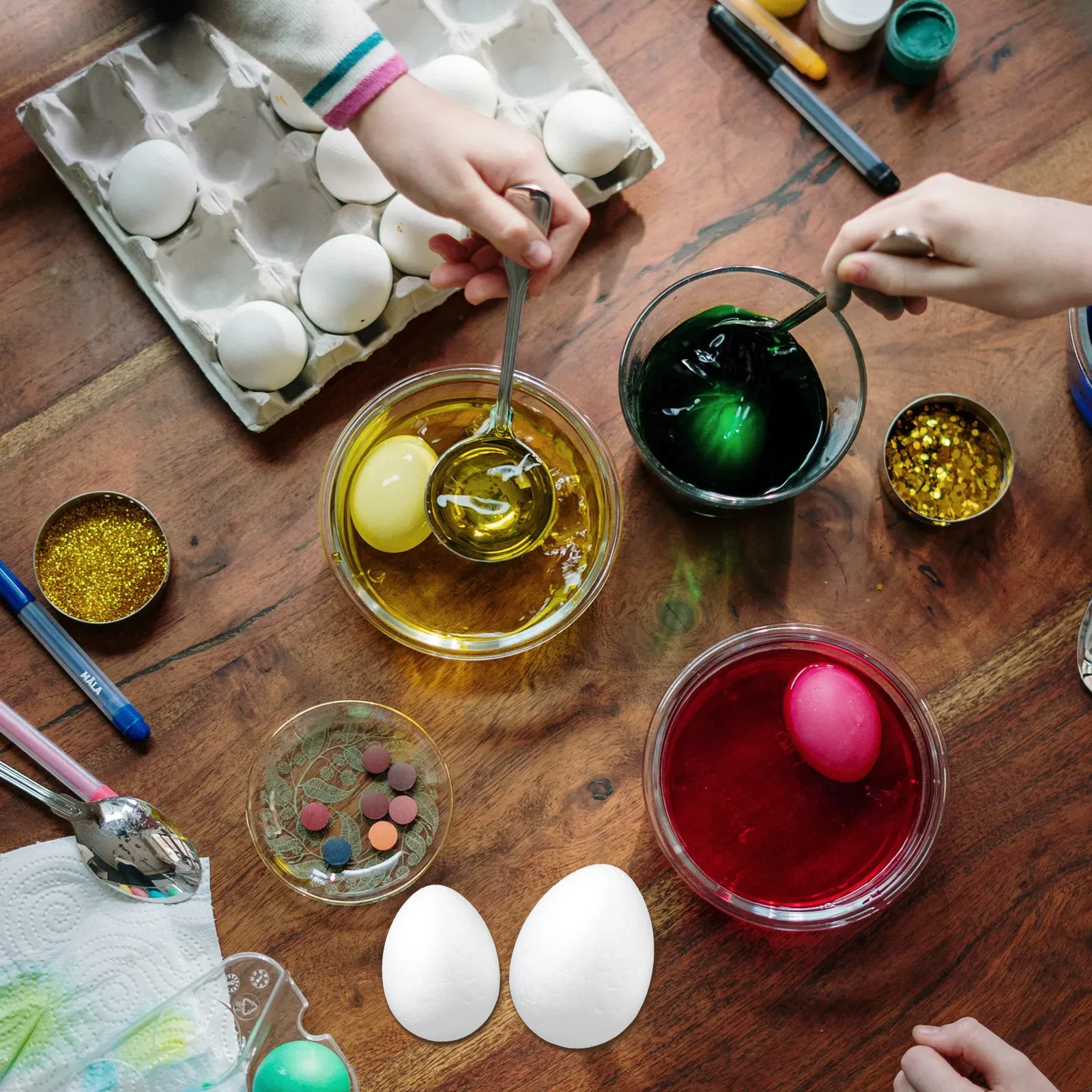 

45Pcs Handmade Easter Craft Set Real-Looking Fake Eggs for DIY Decoration Painting Project Froth Chicken Egg Supplies