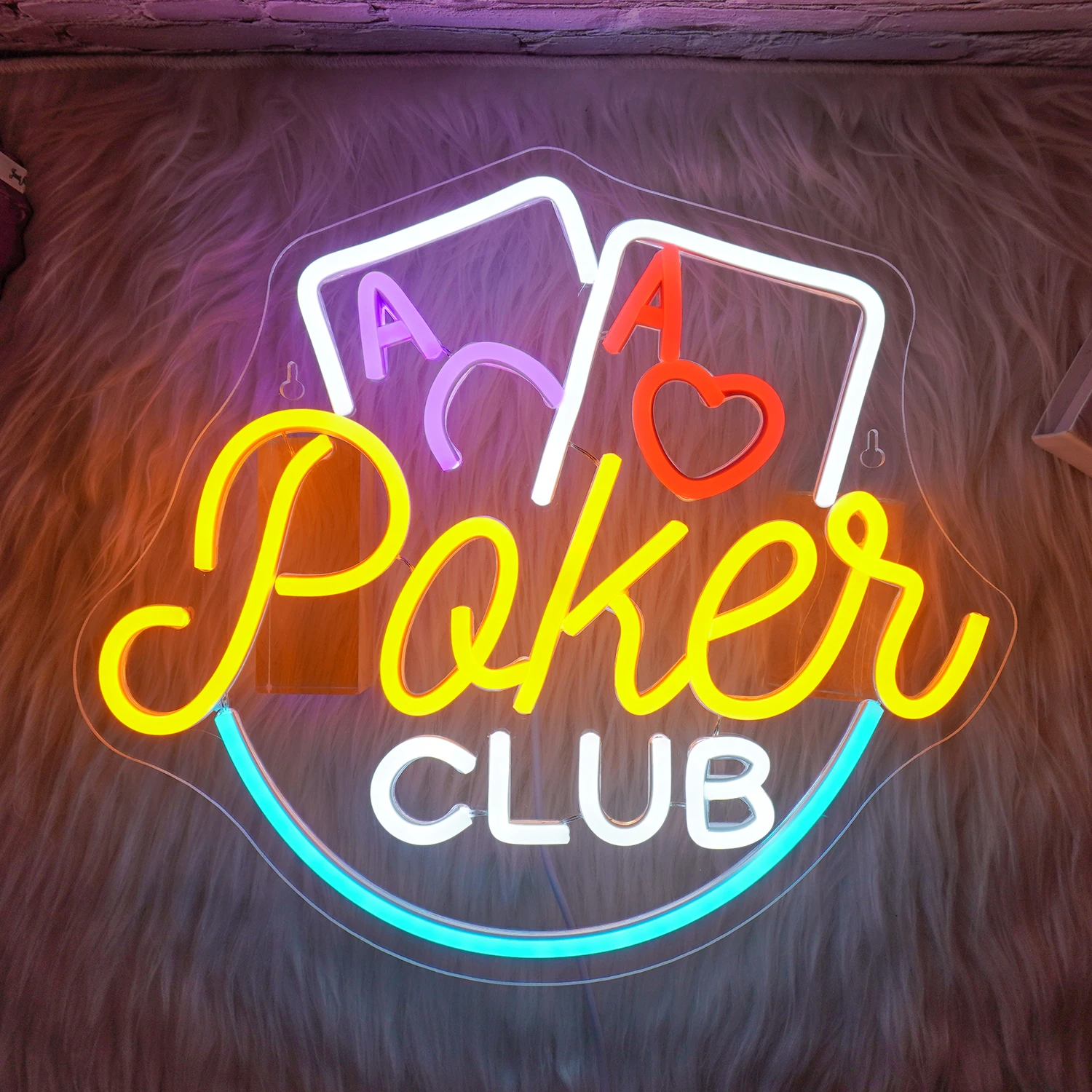 Poker Club Neon LED Sign, Luzes Reguláveis, Jogo de Cartas, Decoração do quarto, Bar Club Gaming Zone Art, USB Powered