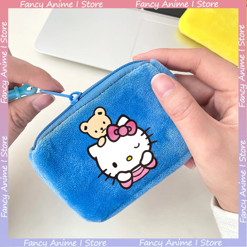 

Милый мультяшный кошелек Hello Kitty, кавайные сумки для хранения денег, портативный мини-кошелек для монет, сумка-кошелек на молнии, подарки на день рождения
