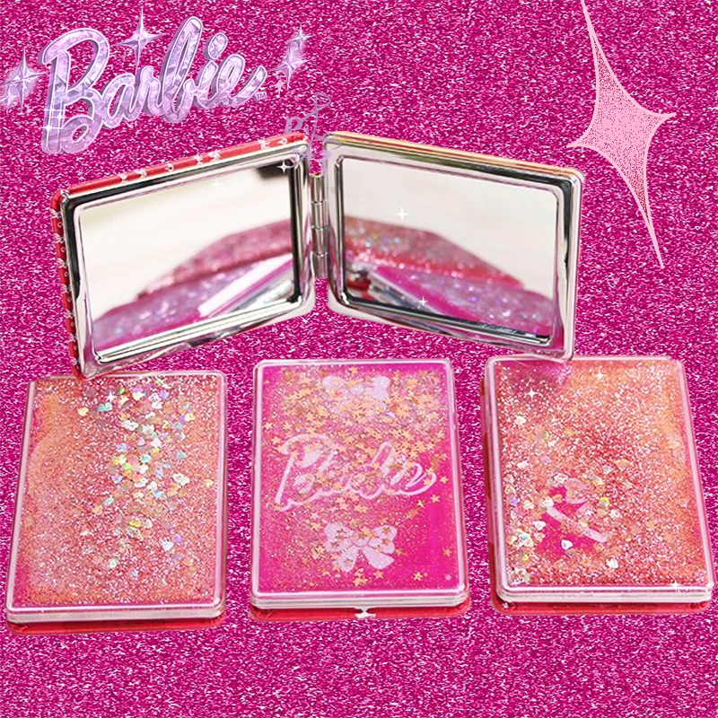 

Barbie Quicksand Mirror Portable Kawaii Double-Sided Stylish Portable Make Up Tools Delicate Lovely Girls Gift Sweet Lovely Cute